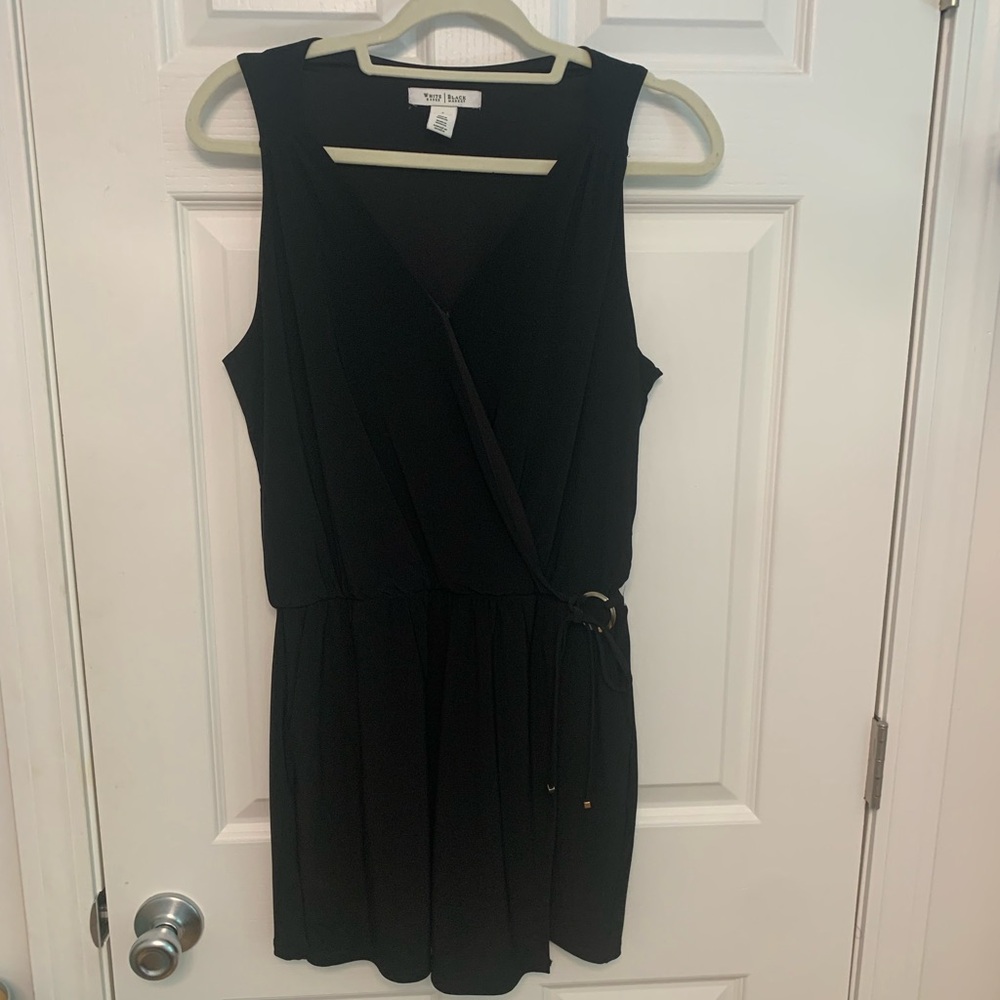 White House Black Market Black V-Neck Wrap Romper. Size 6